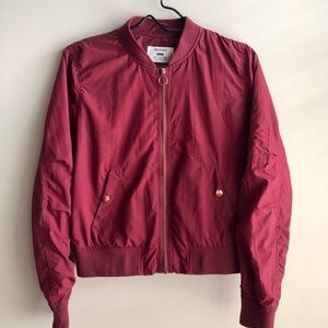 Bershka Maroon Bomber Jacket w Rose Gold Details